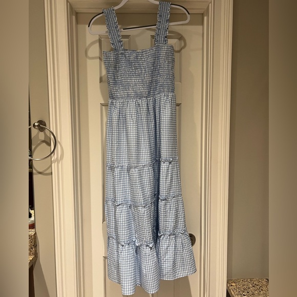 Pink Blush Maternity blue and white gingham Medium dress - Picture 1 of 3